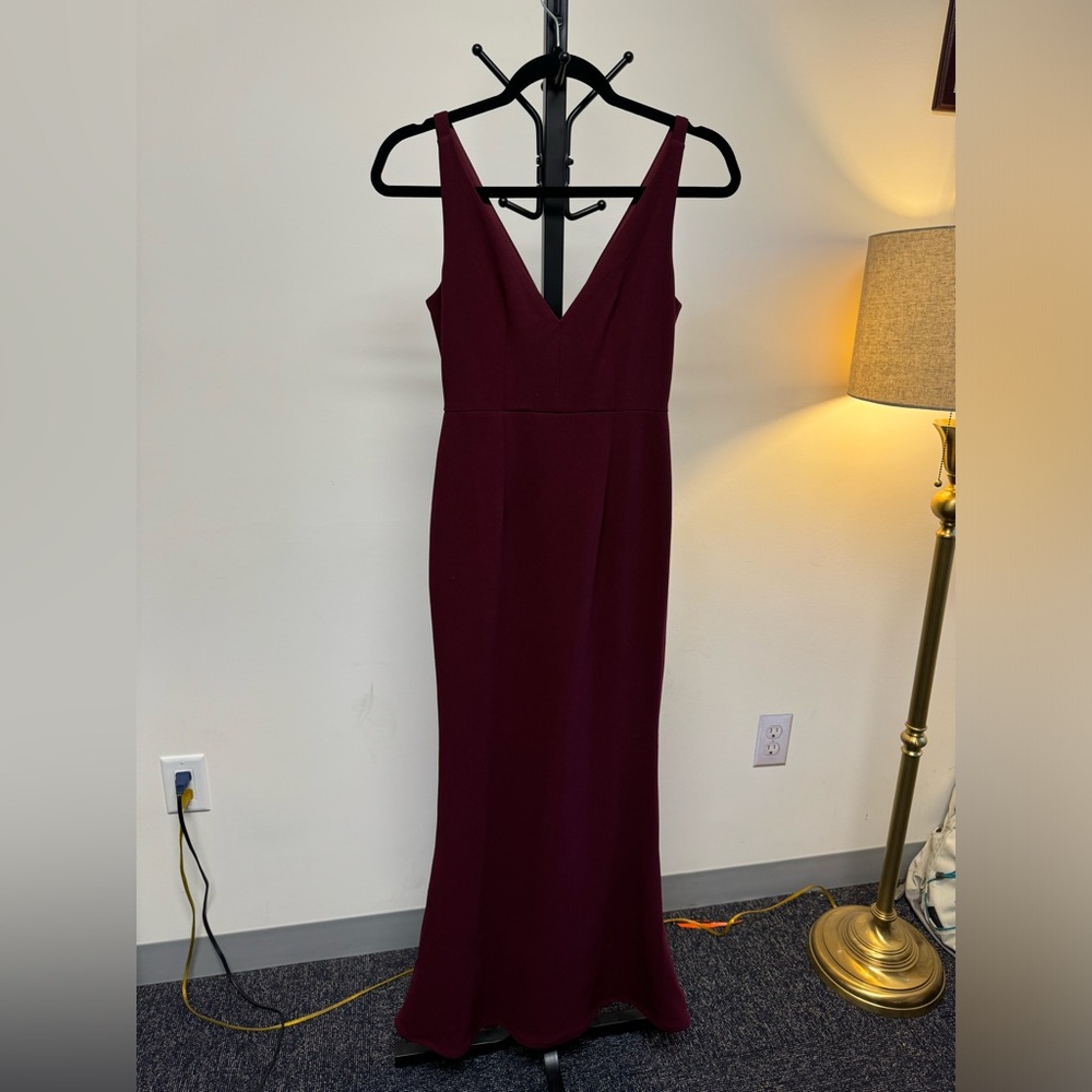 Lulus, Maroon V-Neck Mermaid Formal Dress